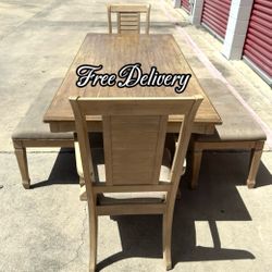 Large Dining Set Table 2 Benches and 2 Chairs See photos and details