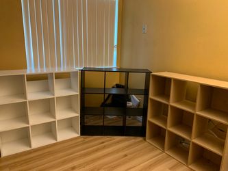 Three KALLAX Series Storage Cubes 3x3 shelf organizers