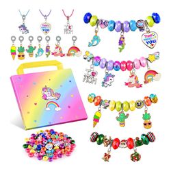 Brand new Girls Charm Bracelet Making Kit - Kids Unicorn Jewelry Supplies Make Set DIY Art Craft Set