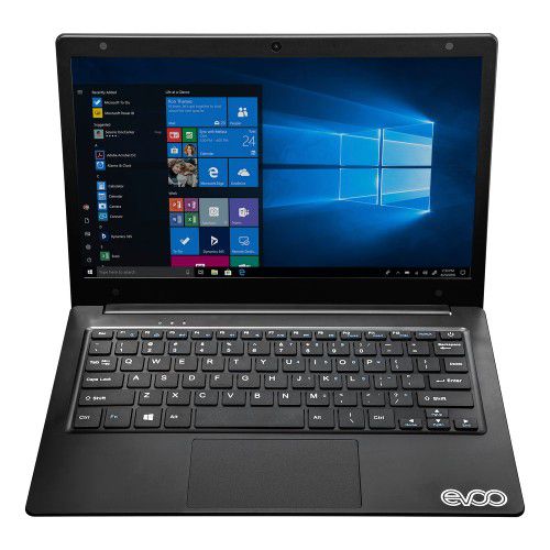 EVOO 11.6" Ultra Thin Laptop, AMD A4-9120 Processor, 32GB Storage, 2GB, Mini HDMI, Front cam black