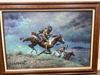 Framed Western Native American Painting