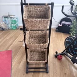  Three-Tier Wicker Basket Stand