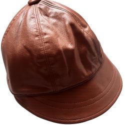 Brown Faux Leather Cabbie Cap Hat