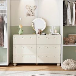 Brand New Cream White 6 Drawer Dresser Factory Sealed