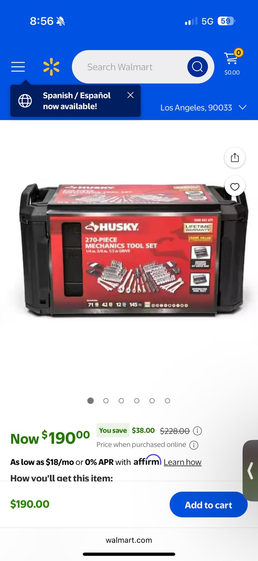 Husky 270 Piece Mechanical Set New
