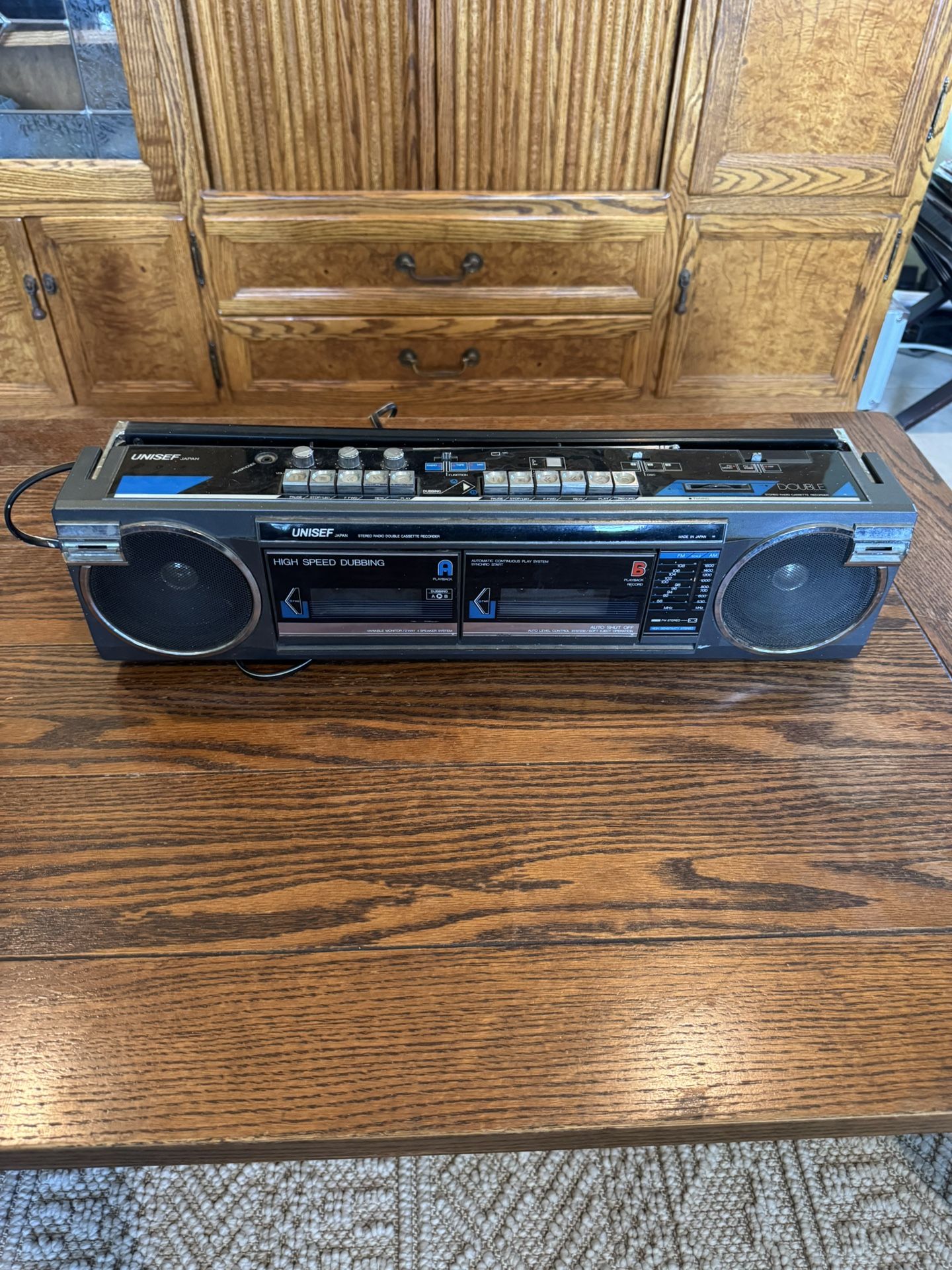 Vintage Unisef Dual Cassette AM/FM Radio SZ-301 Japan