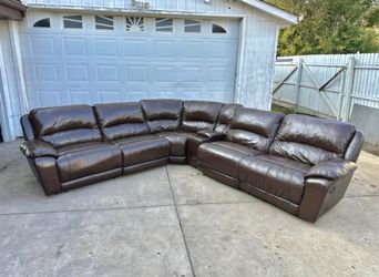 🚚 FREE DELIVERY Reclining Leather Couch Sofa Sectional – Dark Brown