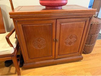 Vintage George Zee style rosewood chinoiserie flip top bar server