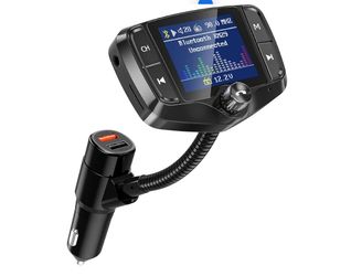 Nulaxy Transmisor FM Bluetooth, adaptador de radio inalámbrico manos libres kit de coche con pantalla de 1.8 pulgadas, control de calidad 3.0 y 5V/2.4