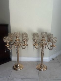 Pair of Chic Candle Holder Table Centerpiece for Gatherings, 25”