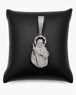925 Sterling Silver 0.95CT MOISSANITE Saint Jude Men’s Pendant