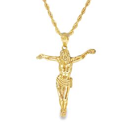 10k Yellow Gold Crucifix Pendant Chain Necklace
