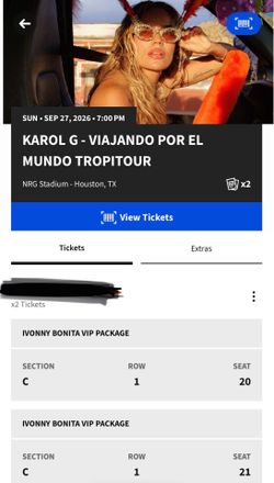 Tropitour Karol G VIP Tickets