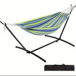 Double Hammock With Space Saving Steel Stand 