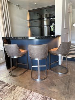 3 Leather Barstools