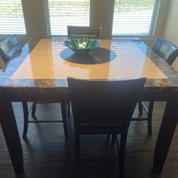 🍽️ Marble Top Dining Table w/ Rotating Center 