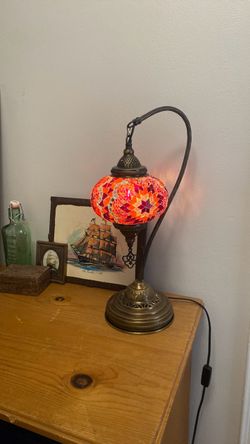 Red Orange Mosaic Turkish Lamp
