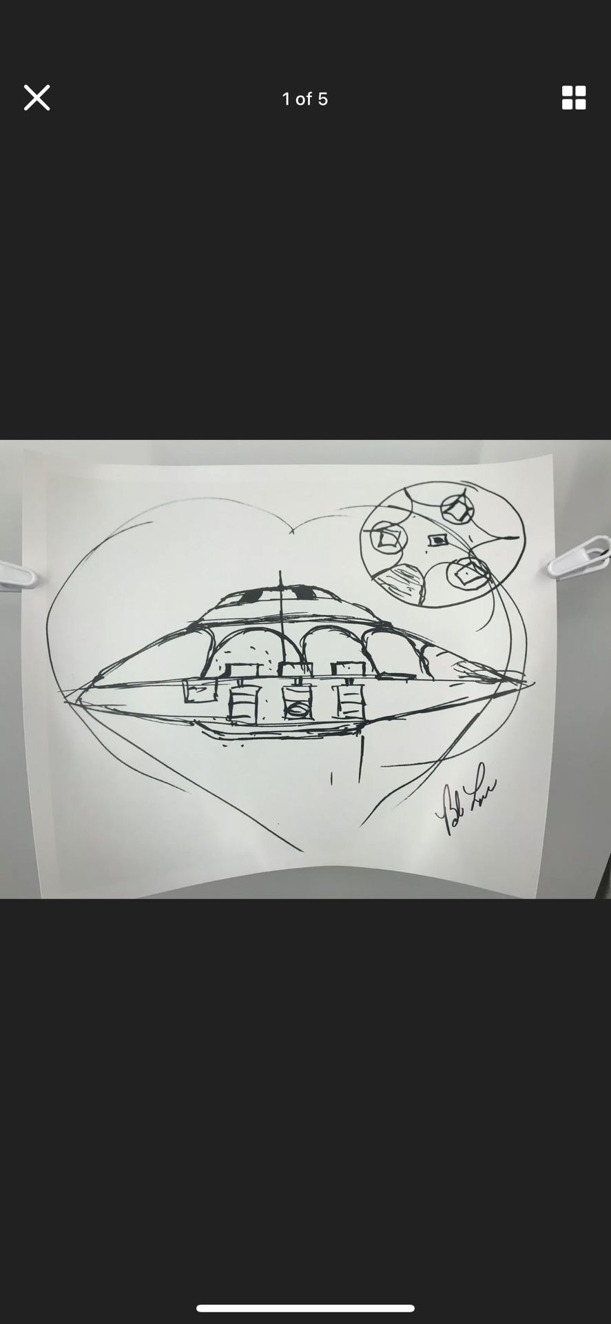 Bob Lazar Autograph Area 51 UFO "Sport Model" Sketch Signed