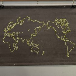 Black Felt World Map Vintage School Wall Tapestry