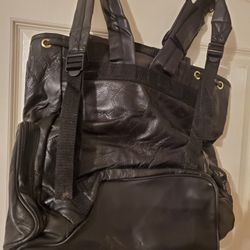 Brand New Nice Black Leather Backpack Lots Of Pockets 