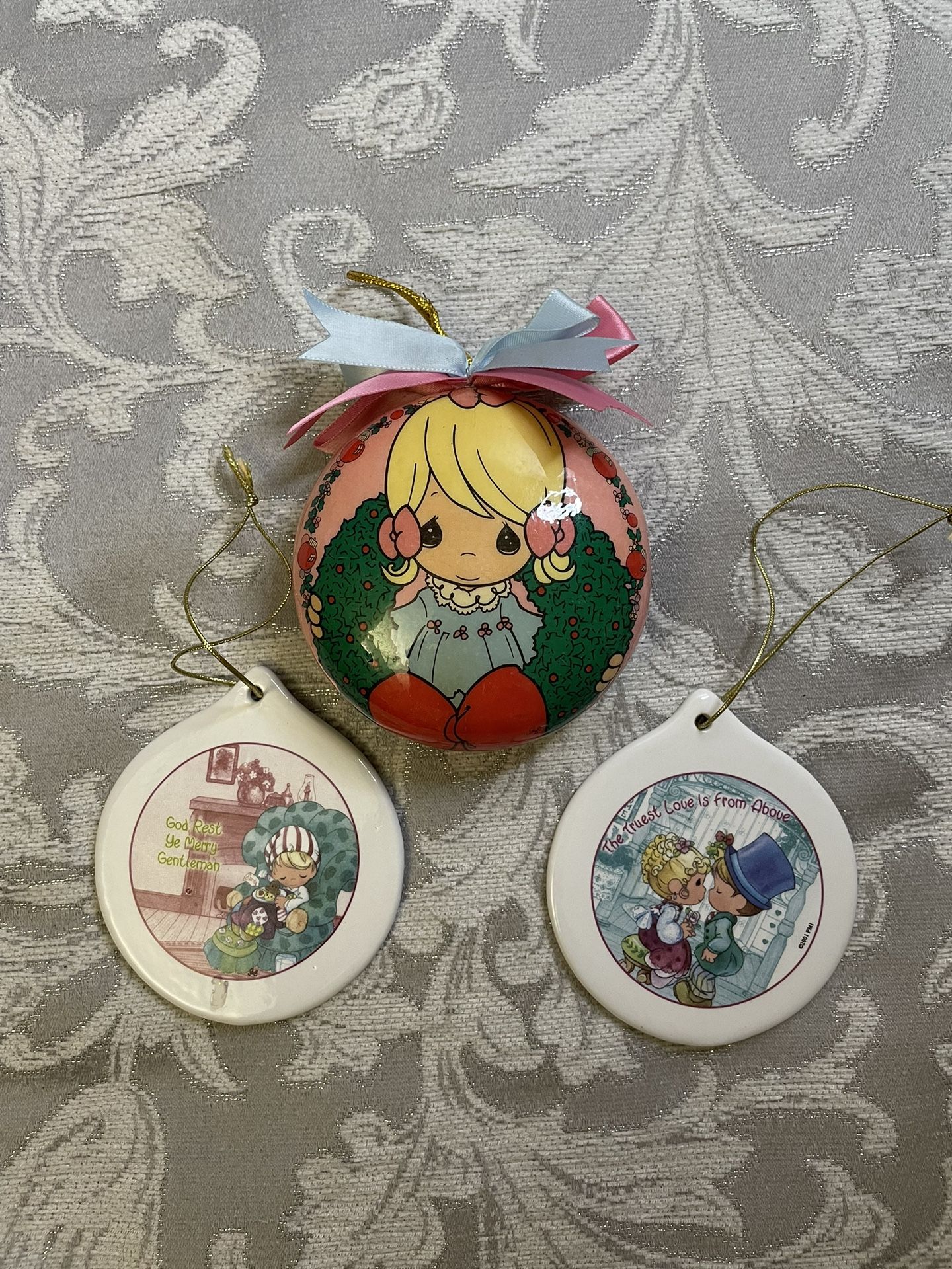 3 Precious Moments Holiday Ornaments.