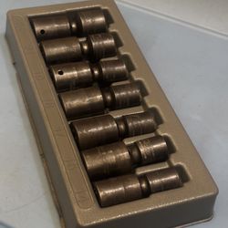 Snap-on Tools 7 pc 1/2" Drive 6-Point Metric Flank Drive® Shallow Impact Swivel Socket Set (14, 15, 17-21 and 24 mm)