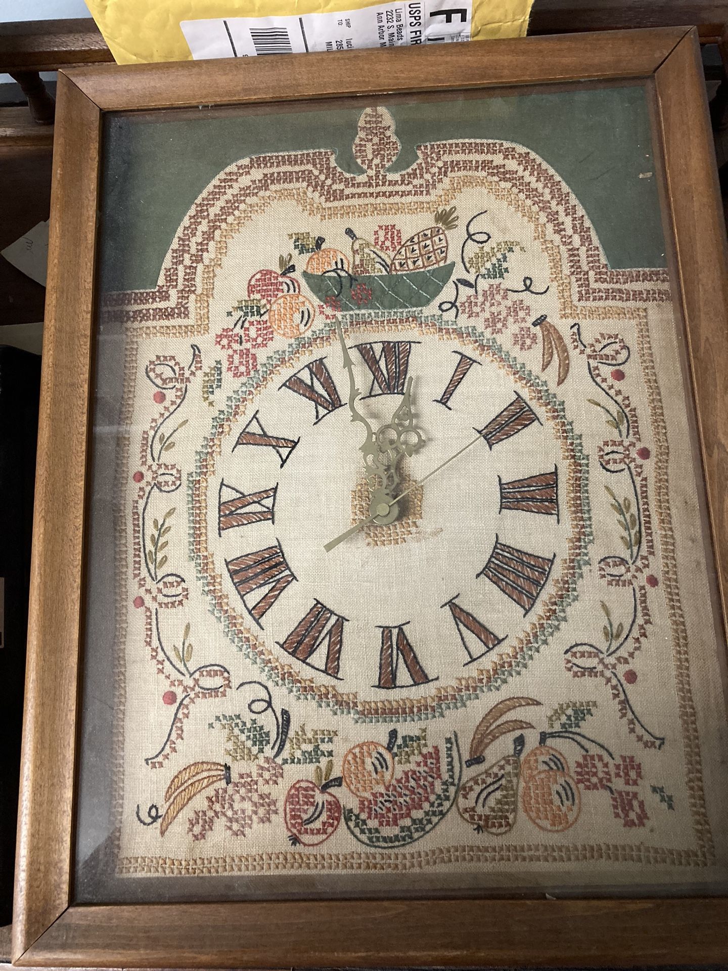 Cross Stitch Hand Made Clock