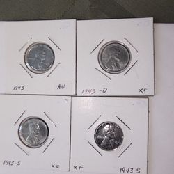 1943 Steel Lincoln Wheat Penny Set of 4
