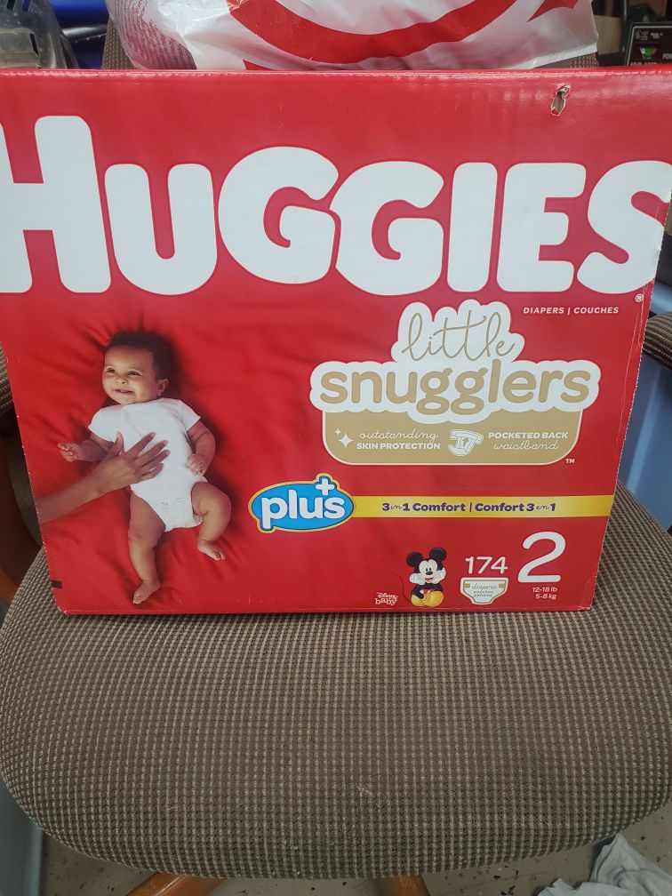 Huggies size 2 diapers.