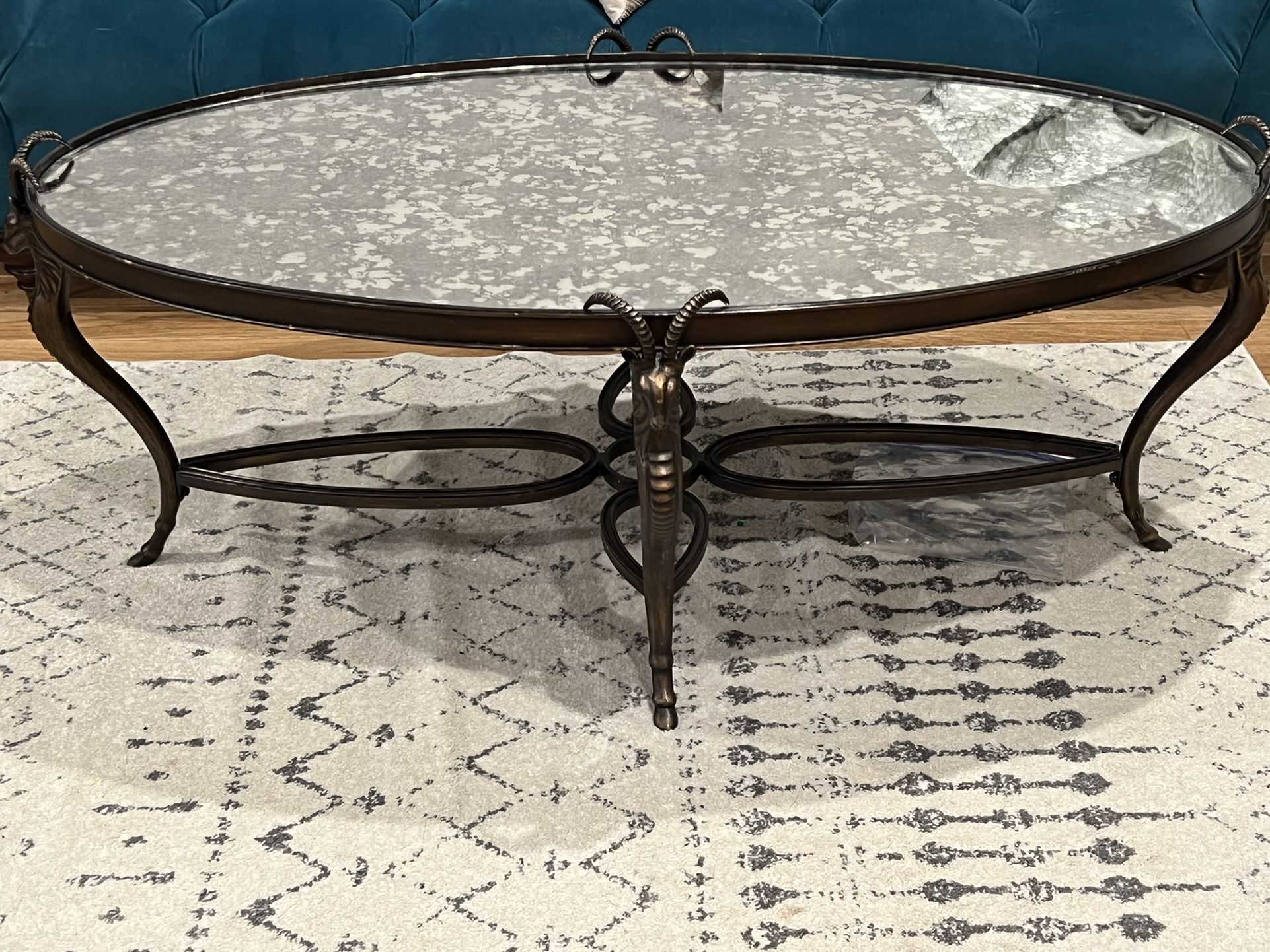 Antique Mirrored Iron Coffee Table