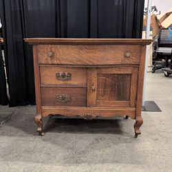 Antique Quarter Sawn Oak Buffet with Ornate Hardware