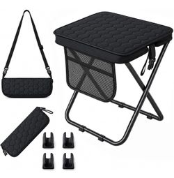 16" Portable Folding Stool, Collapsible Backpack Camping Stool for Adults Heavy Duty Camping Stool, Easy Fold and Unfold, 400lbs Capacity, Hands-Free,