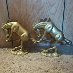 Vintage Brass Bucking Horse With 3 Legs Statue 