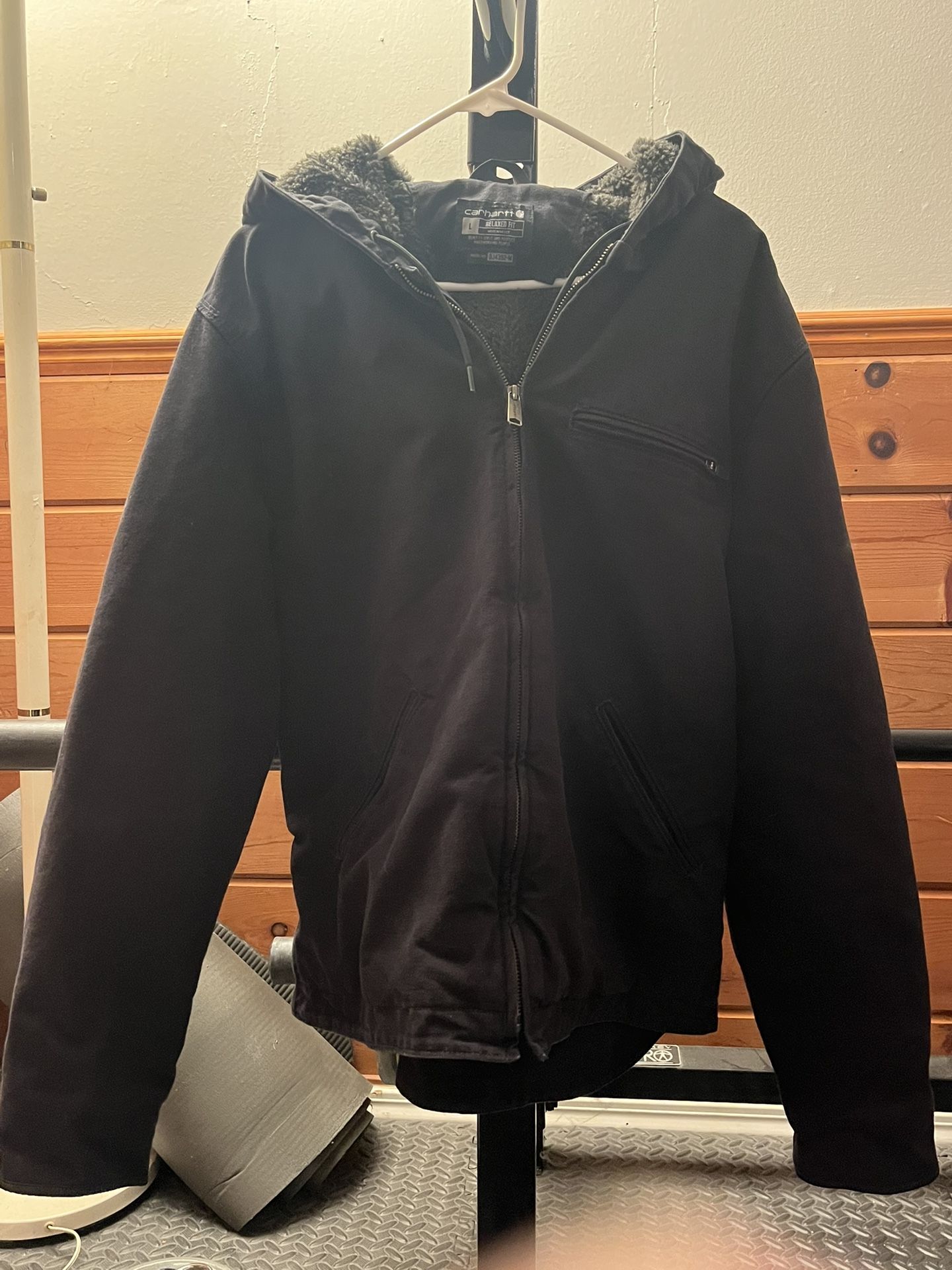 Carhartt Blk L Washed Duck Sherpa Lined Jacket