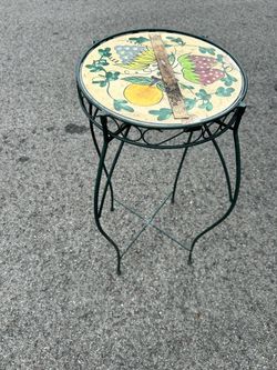 Small 21” Green Metal Plant or Other Stand