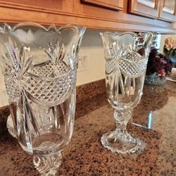 Crystal Flower Vases Large Set $200 Perfect Very Heavy