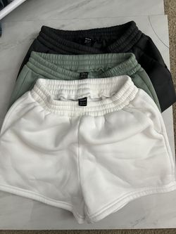 Shein 3 pairs of shorts in white, grey and light green
