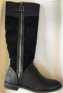 Black leather and suede boots size 8