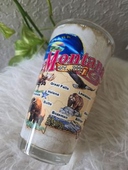 Montana Souvenier Drinking 16 Oz glass