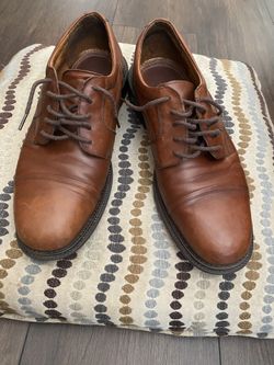 GESE Mens Formal Oxford Dress Shoes Leather Cognac Brown Size 12 Made in Italy 🇮🇹 