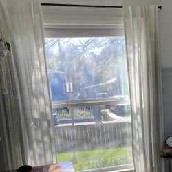 West Elm Echo Print Curtain, Platinum Color, 2 Sets (4 Panels) 48x84 Inches