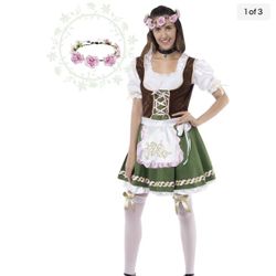 Women’s Oktoberfest Costume Outfit, Green Size Small