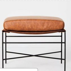 $50🍇Faux Leather & Metal Ottoman - Black/Brown - Hearth & Hand™ with Magnolia