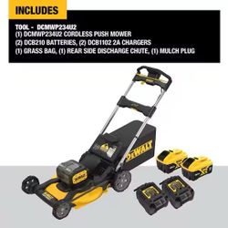DEWALT 2x20V MAX 21 in. Cordless Battery Powered Push Lawn Mower Kit W/(2) 10 Ah Batteries & Charger