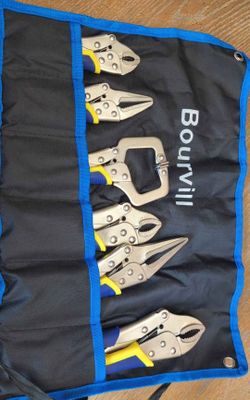 Bourvill 6-Piece Locking Pliers & Vise Grip Set with Roll-Up Pouch