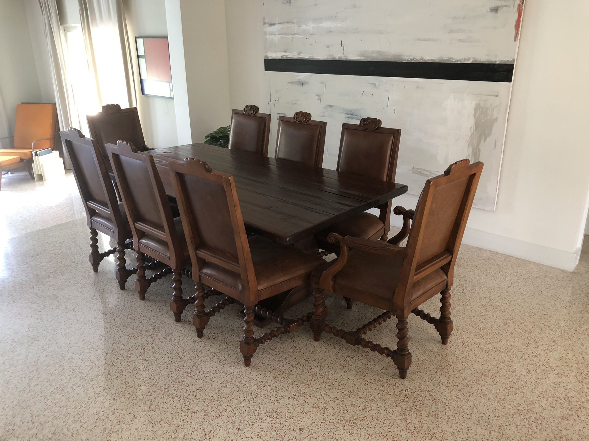 Ralph Lauren Henredon Dining Room Set 1 Table 8 Leather Chairs 