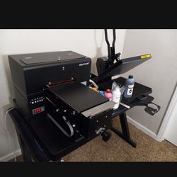 DTG T-shirt Printer With Iron Press And Ink 