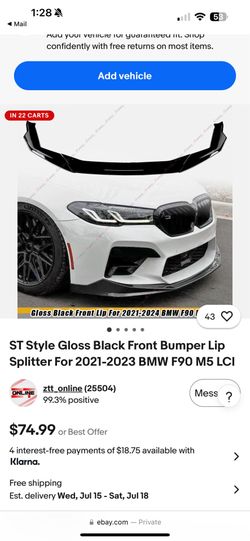 3 piece gloss black front lip for 2021 f90 m5