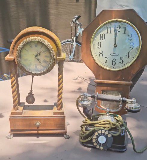 Antique Telephone & Clock Bundle