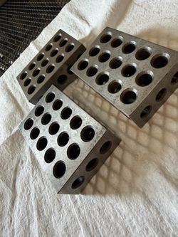1-2-3 Blocks Matched Pair Hardened Steel 23 Holes Precision for Machinist Milling